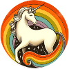 Retro 1980 Regenbogen Einhorn