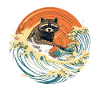 Raccoon Japanese Wave Funny