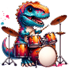 Cool T-Rex Dinosaur On Drums
