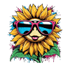 Spring Sunflower with Cool Sunglasses