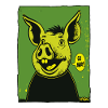 Il maiale verde dei cartoni animati dice: "Vattene!"