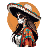 Iconic Sugar Skull Mexican Girl
