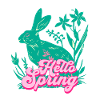 Hello Spring Rabbit with Flowers
