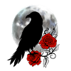 Black Raven Red Roses Full Moon