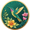 Fancy coin hummingbird on flowers