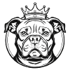 Senior bulldog with crown