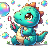 Dino small with soap bubbles