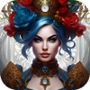 Cool steampunk girl with flowers