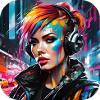 Fille Cyberpunk cool X