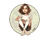 Sitzendes Anime-Mädchen