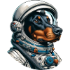 Doberman astronaut in space