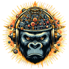 Gorilla-Cybersound mit Techno-Kopf