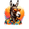 Summery animal-style donkey with sunglasses