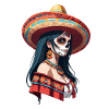 Iconic Sugar Skull Mexican Girl