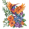 Paradiesvogel mit Blumen