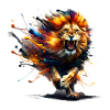 Lion sauvage à l’aquarelle
