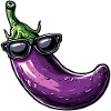 Eggplant with sunglasses