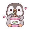 Cute Penguin Loves Instant Noodles