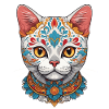Chat Emblématique Sugar Skull Mexicain
