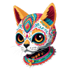 Sugar Skull Cat Mexican Holiday