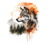 Loup à l’aquarelle