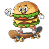 Hamburger on skateboard funny