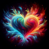 Fire burst heart rainbow