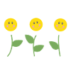 Drei lächelnde Gänseblümchen