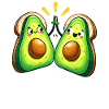 Cheerful Avocado Friends Celebrating