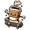Coffee Mug On Skateboard Graphic