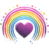 Purple Heart with Rainbow