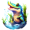 Kunterbuntes Unterwasser Krokodil