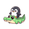 Penguin on crocodile safari