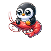 Penguin Rides Shrimp