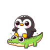 Penguin on crocodile