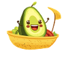 Funny avocado in taco boat