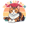 Schildpatt-Katzen-Mutter Retro-Sonnenuntergang-