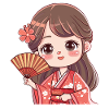 Cute Cherry Blossom Kimono Figurine