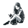 Fille d’anime avec chat