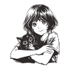 Fille d’anime avec chat