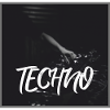 Energetic techno design with DJ motif