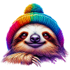 Sloth with wool cap hat