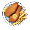 Escalope avec frites et une tranche de citron