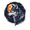 Wolf and full moon