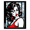 Elegant woman in red dress