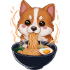 Kawaii Dog Eating Ramen