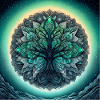Mandala tree in Sea Green