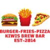 Kiwis Brew Bar burger fries pizza
