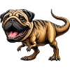 Dino T-Rex & Pug Fusion Cartoon