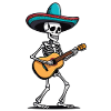 Mexican mariachi skeleton guitarist